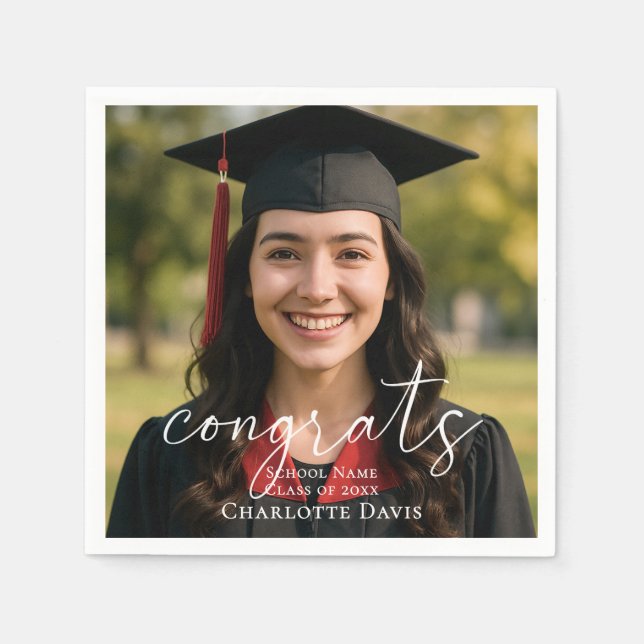 Servilleta De Papel Graduation party photo script congrats (Anverso)