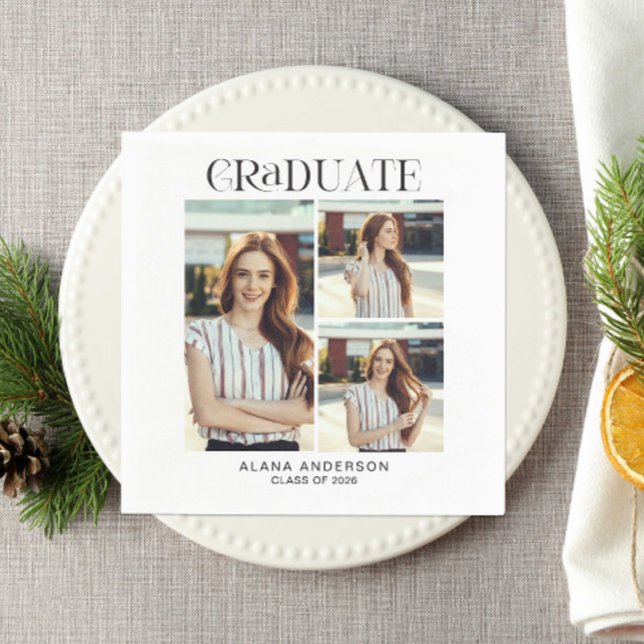 Servilleta De Papel Graduation Photo Collage Modern Elegant (Subido por el creador)