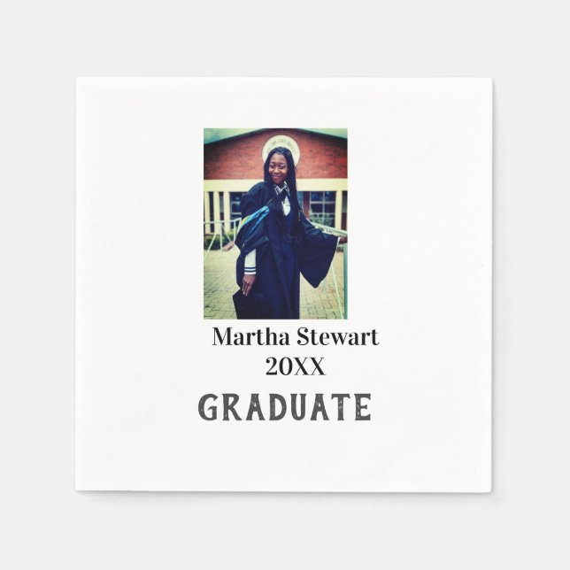 Servilleta De Papel Graduation photo name year class university simple (Anverso)