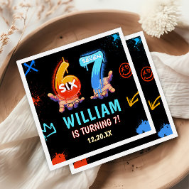 Servilleta De Papel Graffiti 6 7 Meme Trend Six Seven Birthday Party