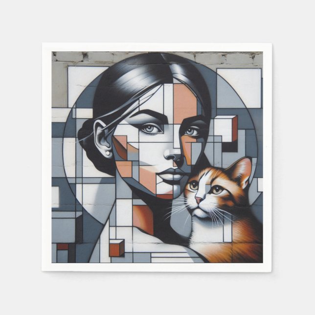 Servilleta De Papel Graffiti Cat Lady (Anverso)