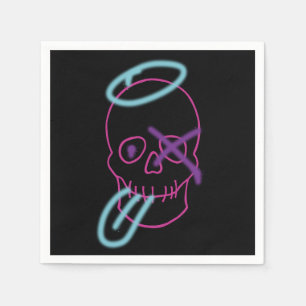 Servilleta De Papel Graffiti de cráneo - rosa, morado, azul y negro