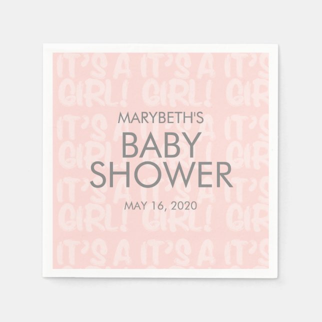 Servilleta De Papel Graffiti de papel rosa Baby Shower Napkin (Anverso)