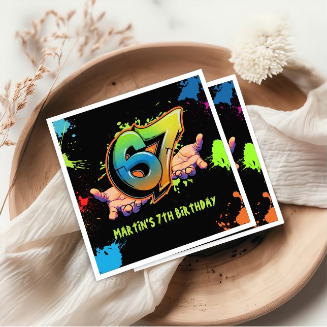 Servilleta De Papel Graffiti Six Seven Kids Birthday Napkins (Subido por el creador)