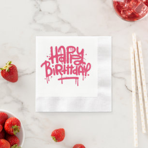 Servilleta De Papel Graffiti Spray Happy Birday Gifts Love Pink
