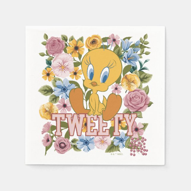 Servilleta De Papel Gráfica de bordado floral TWEETY™ (Anverso)