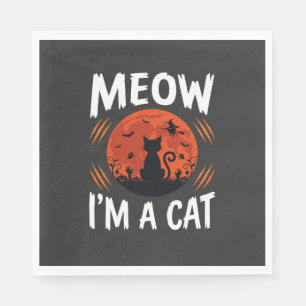 Servilleta De Papel Gráfica de silueta de gato de Halloween divertida