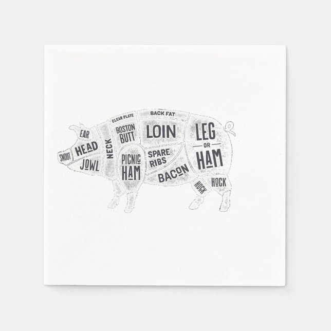 Servilleta De Papel Gráfico de carnicería de cerdo (Anverso)