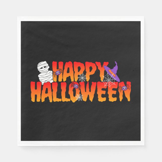 Servilleta De Papel Gráfico de Halloween Feliz (Anverso)