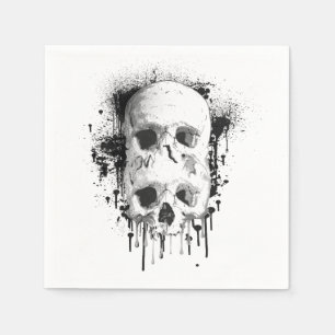 Servilleta De Papel Gráfico de tinta negra Skull Drip