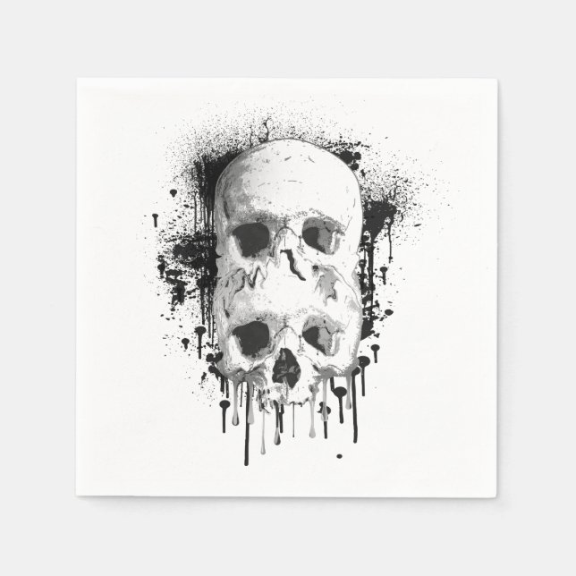 Servilleta De Papel Gráfico de tinta negra Skull Drip (Anverso)