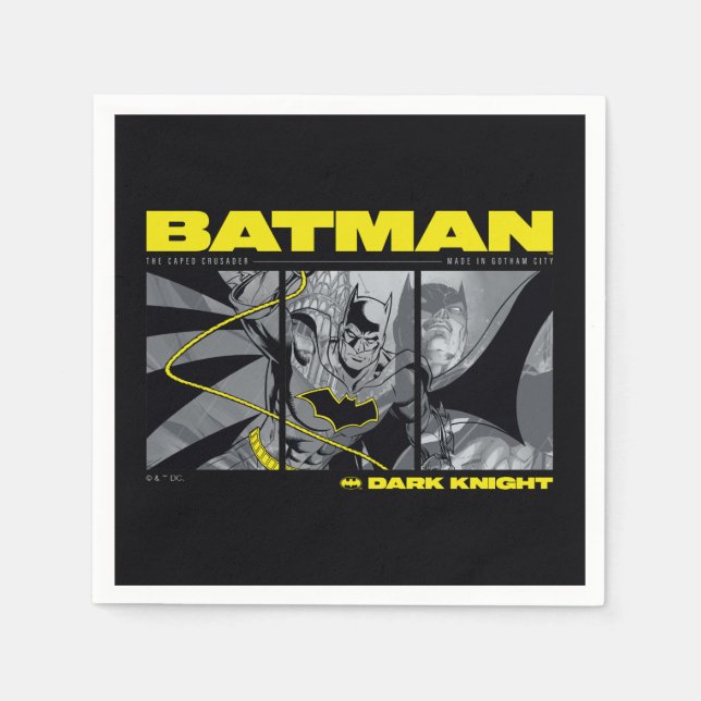 Servilleta De Papel Gráfico de tres paneles de comic Batman (Anverso)