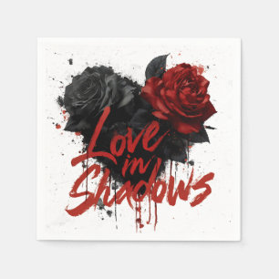 Servilleta De Papel Gráfico romántico oscuro con rosas negras y rojas