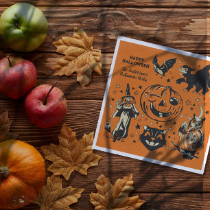Servilleta De Papel Gráficos de Halloween de estilo vintage personaliz