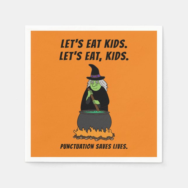 Servilleta De Papel Gramática divertida de Halloween Bruja Guay profes (Anverso)