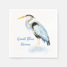 Gran Blue Heron Watercolor Bird Art Wetlands