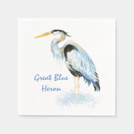 Servilleta De Papel Gran Blue Heron Watercolor Bird Art Wetlands
