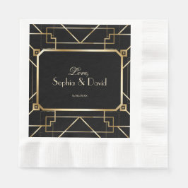 Servilleta De Papel Gran Boda Gatsby de lujo negro y oro