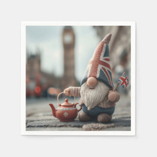 Servilleta De Papel Gran Bretaña con Union Jack Gorra y Teapot