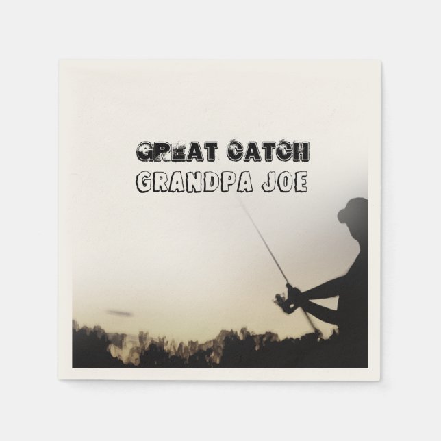 Servilleta De Papel Gran captura - Artsy Fisherman Fishing Personaliza (Anverso)