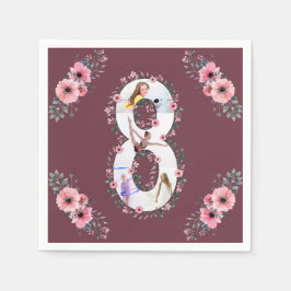 Servilleta De Papel Gran Collage de fotos Chica de cumpleaños 8 Flor r