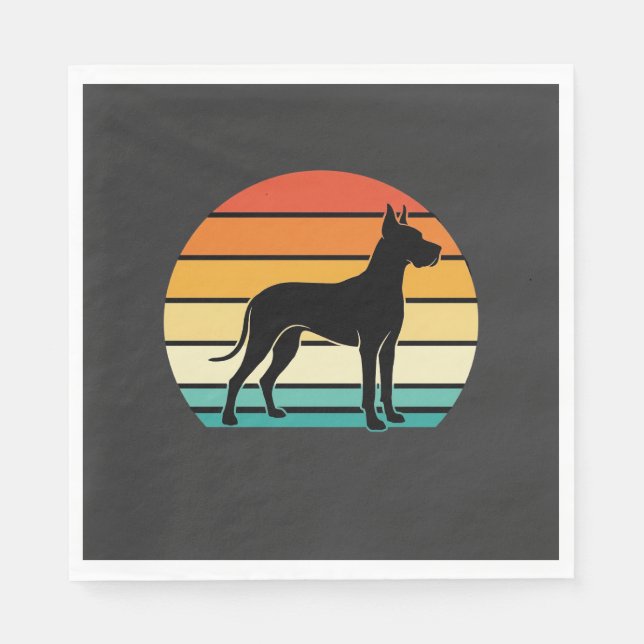 Servilleta De Papel Gran Danés Silueta de Perro Atardecer Retro (Anverso)