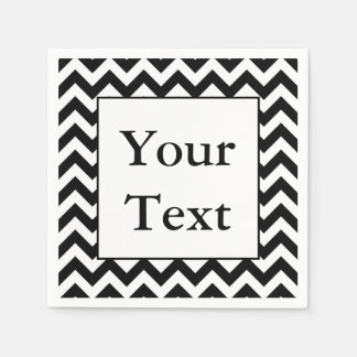 Servilleta De Papel Gran diseño de chevron negro con texto Personaliza