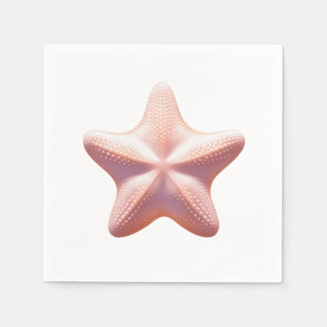Servilleta De Papel Gran Estrella de Mar Rosa (Anverso)
