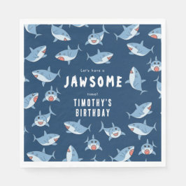 Servilleta De Papel Gran fiesta de cumpleaños oceánico de tiburones bl