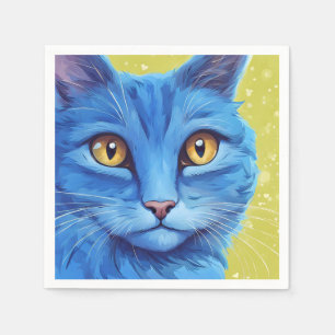 Servilleta De Papel Gran gato azul.