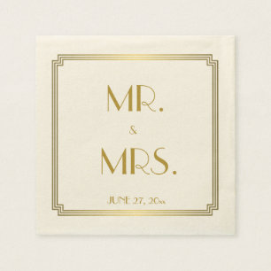 Servilleta De Papel Gran Gatsby Art Deco Ecru Blancas Bodas Napkins