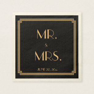 Servilleta De Papel Gran Gatsby Art Deco Napkins Boda Negro