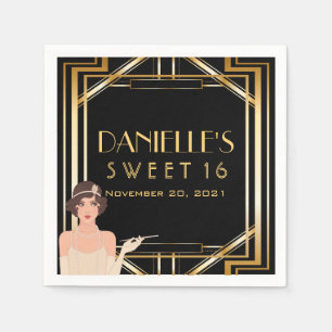 Servilleta De Papel Gran Gatsby Art Deco Sweet 16 Napkin personalizado