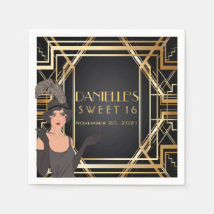 Servilleta De Papel Gran Gatsby Art Deco Sweet 16 Napkin personalizado
