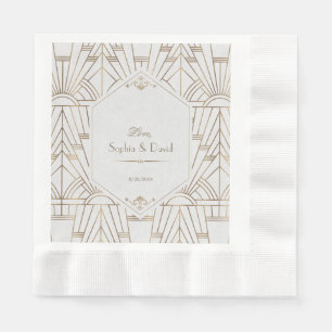 Servilleta De Papel Gran Gatsby blanco de oro real Boda de los años 20