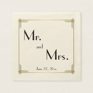 Servilleta De Papel Gran Gatsby Ecru Art Deco Bodas Napkins