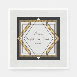 Servilleta De Papel Gran Gatsby Gold Boda Art Deco Blanco