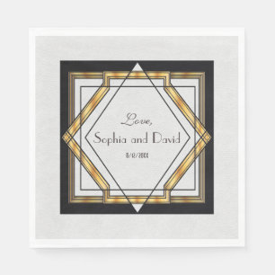 Servilleta De Papel Gran Gatsby Gold Boda Art Deco Blanco