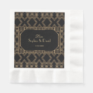 Servilleta De Papel Gran Gatsby negro de oro elegante Boda de los años