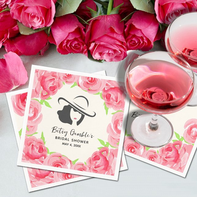 Servilleta De Papel Gran Gorra Lady Rosas Derby Bridal Shower (Subido por el creador)