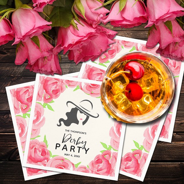 Servilleta De Papel Gran Gorra Lady Rosas Derby Fiesta (Big Hat Lady Roses Derby Party Cocktail Napkins)