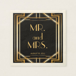 Servilleta De Papel Gran Napkin Personalizada Boda De Gatsby Art Deco