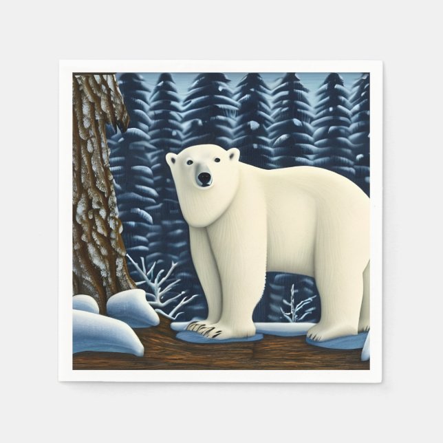 Servilleta De Papel Gran Oso Blanco Del Norte (Anverso)