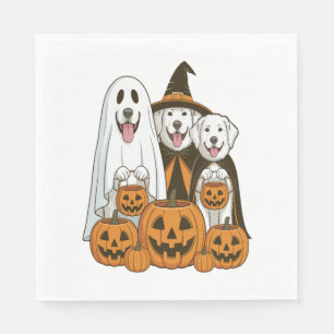 Servilleta De Papel Gran Perro Pirineo Bruja Fantasma Halloween Combin