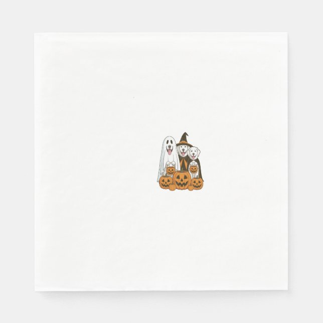 Servilleta De Papel Gran Perro Pirineos Fantasma Bruja Halloween Combi (Anverso)