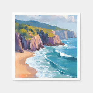 Servilleta De Papel Gran pintura al acuarela del océano de Big Sur, Ca