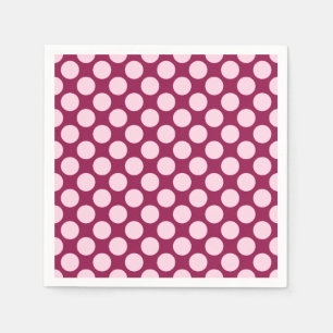 Servilleta De Papel Gran punto retro - burdeos y cáscara rosa