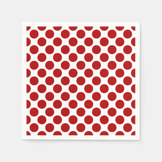 Servilleta De Papel Gran punto retro - rojo y blanco (Anverso)
