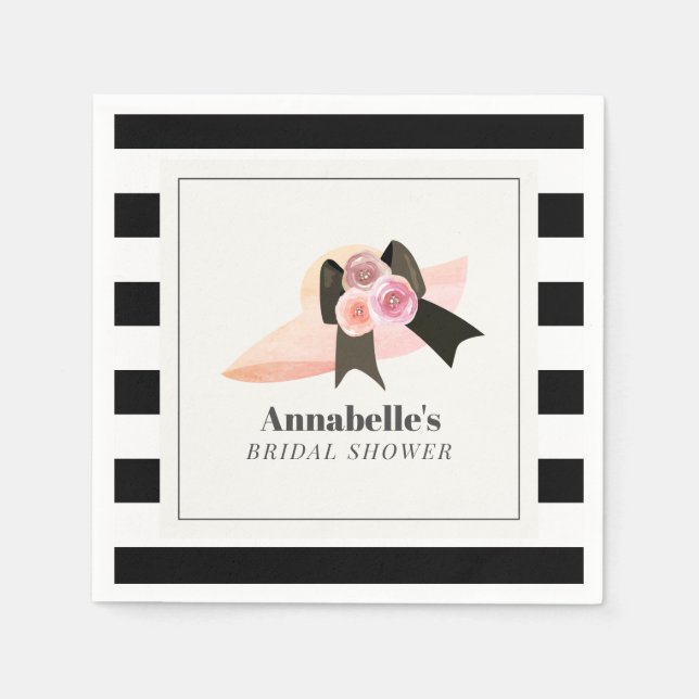 Servilleta De Papel Gran sombrero rosa estilo Derby con rosa para desp (Anverso)