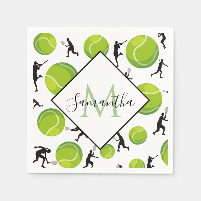 Servilleta De Papel Grandes bolas de tenis y juegos de siluetas divers (Anverso)